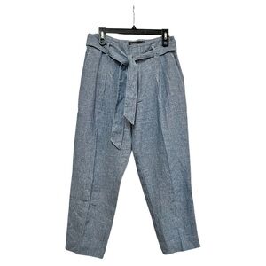 Lauren Ralph Lauren women’s Blue Chambray Linen Tie Belt Trousers Size 6